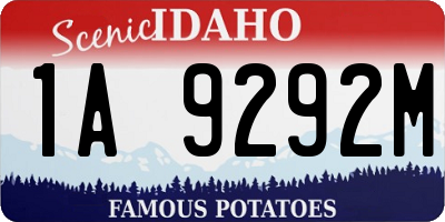 ID license plate 1A9292M
