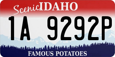 ID license plate 1A9292P