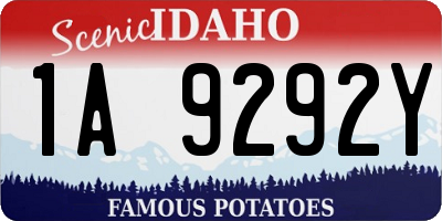 ID license plate 1A9292Y