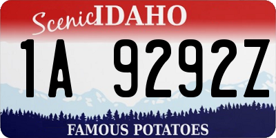 ID license plate 1A9292Z