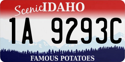 ID license plate 1A9293C