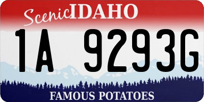 ID license plate 1A9293G