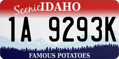 ID license plate 1A9293K