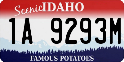 ID license plate 1A9293M