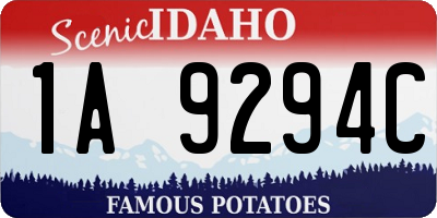 ID license plate 1A9294C