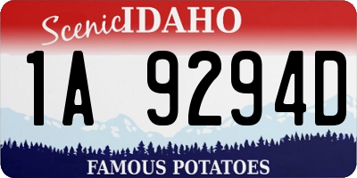 ID license plate 1A9294D
