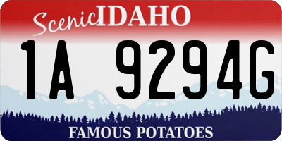 ID license plate 1A9294G
