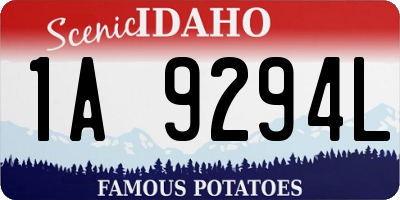 ID license plate 1A9294L