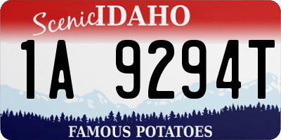ID license plate 1A9294T