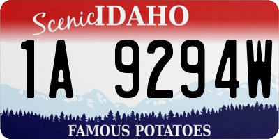 ID license plate 1A9294W
