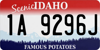 ID license plate 1A9296J