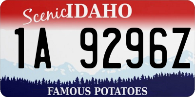 ID license plate 1A9296Z
