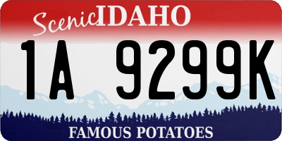 ID license plate 1A9299K