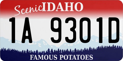 ID license plate 1A9301D