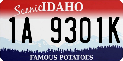 ID license plate 1A9301K