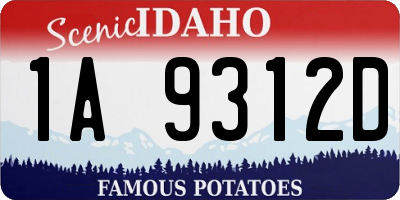 ID license plate 1A9312D