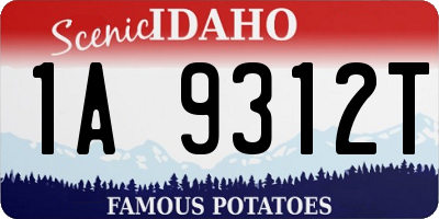 ID license plate 1A9312T