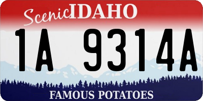 ID license plate 1A9314A
