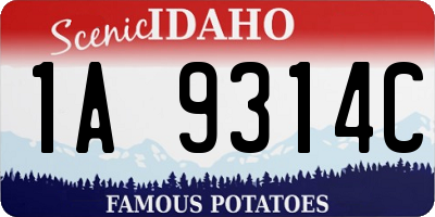 ID license plate 1A9314C