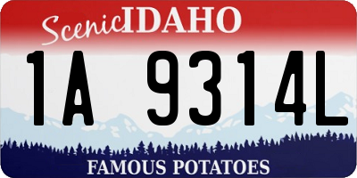 ID license plate 1A9314L