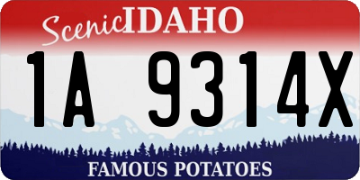 ID license plate 1A9314X