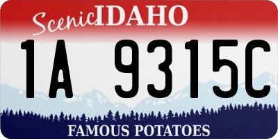 ID license plate 1A9315C