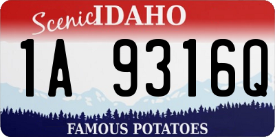 ID license plate 1A9316Q
