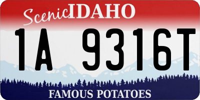 ID license plate 1A9316T