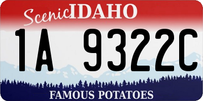 ID license plate 1A9322C