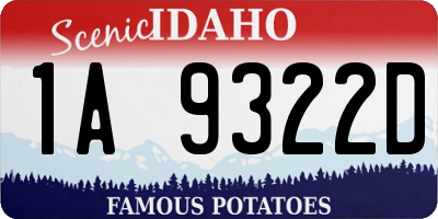 ID license plate 1A9322D