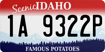 ID license plate 1A9322P