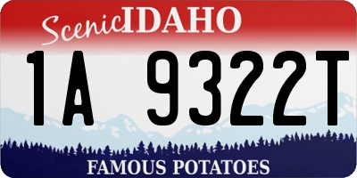 ID license plate 1A9322T