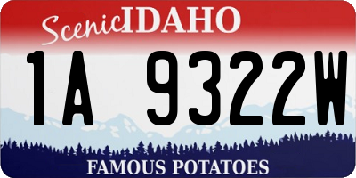 ID license plate 1A9322W