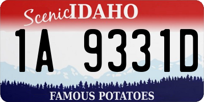 ID license plate 1A9331D