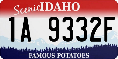 ID license plate 1A9332F