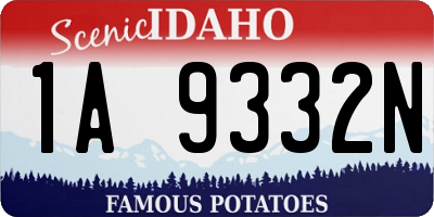 ID license plate 1A9332N