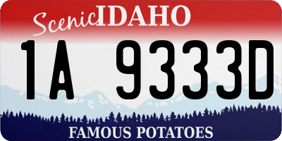 ID license plate 1A9333D
