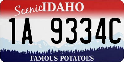 ID license plate 1A9334C