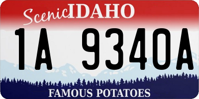 ID license plate 1A9340A