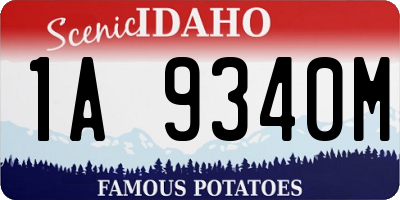 ID license plate 1A9340M