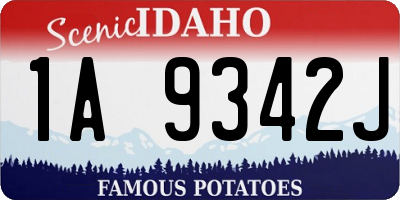 ID license plate 1A9342J