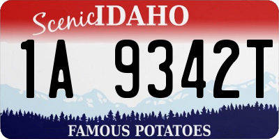 ID license plate 1A9342T