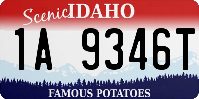 ID license plate 1A9346T