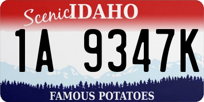 ID license plate 1A9347K