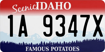 ID license plate 1A9347X