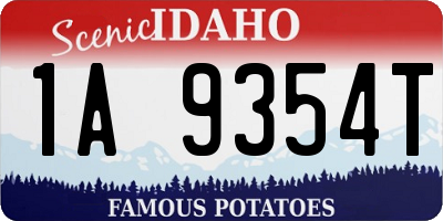 ID license plate 1A9354T