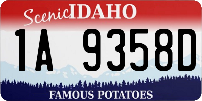 ID license plate 1A9358D