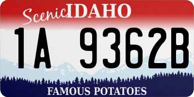 ID license plate 1A9362B