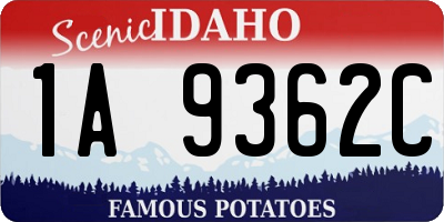 ID license plate 1A9362C