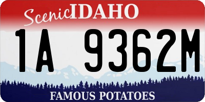 ID license plate 1A9362M